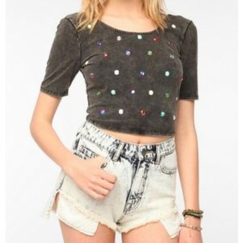 Silence + Noise (Urban) Bejeweled Crop Top